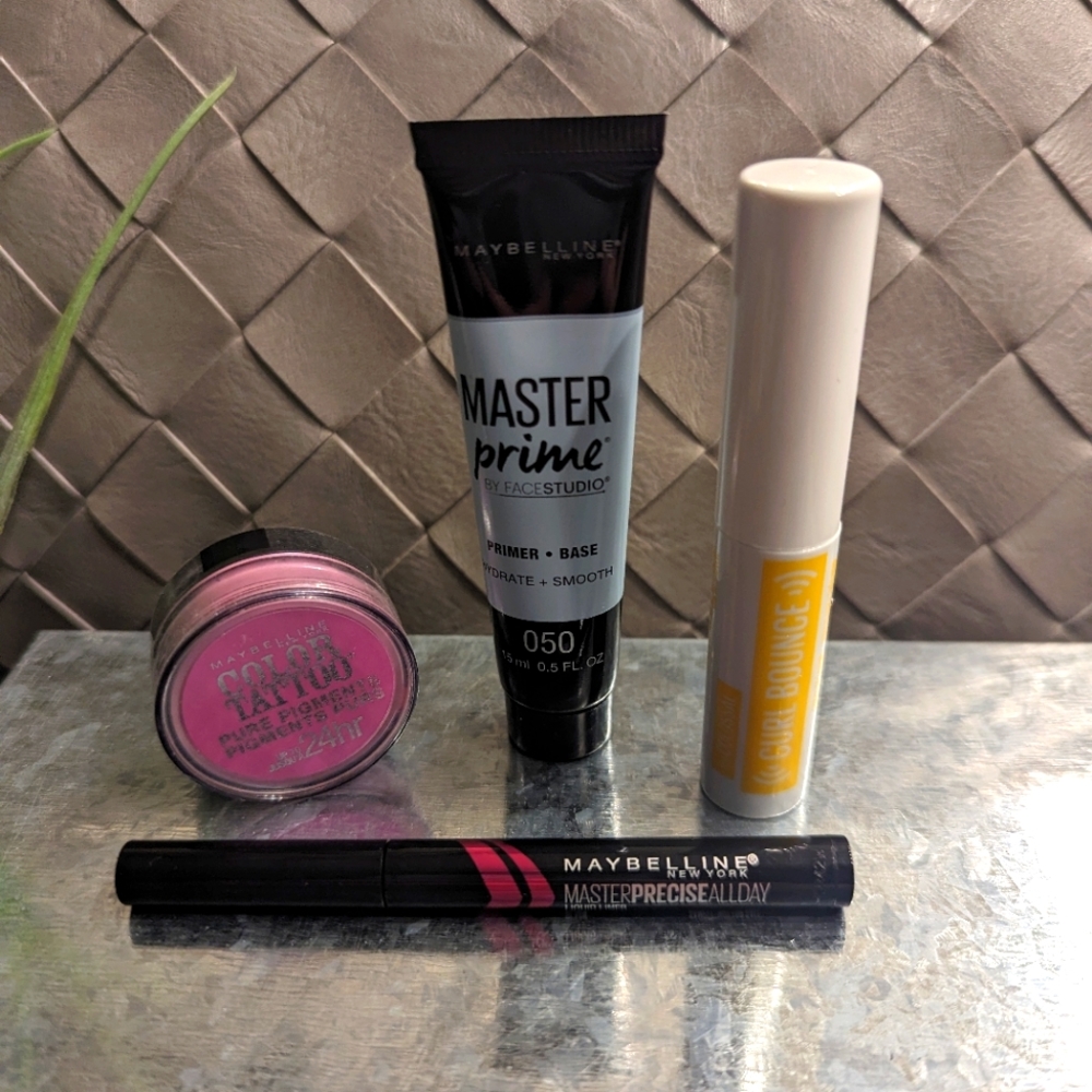 Maybelline Makeup Bundle Pigment, Primer, Mascara, and Eyeliner Travel Size